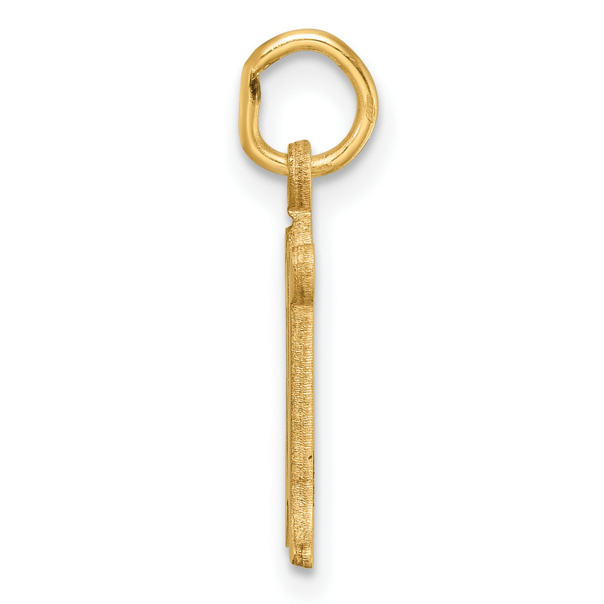 14k Yellow Gold Letter N Pendant, Polished and Textured Old English Script Charm