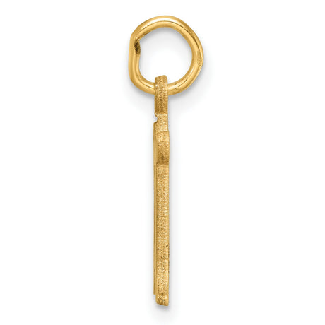 14k Yellow Gold Letter N Pendant, Polished and Textured Old English Script Charm