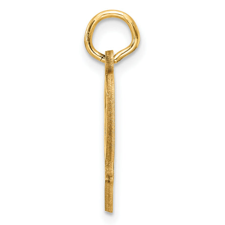 14k Yellow Gold Letter P Pendant, Cursive Alphabet Charm with Polished Textured Finish