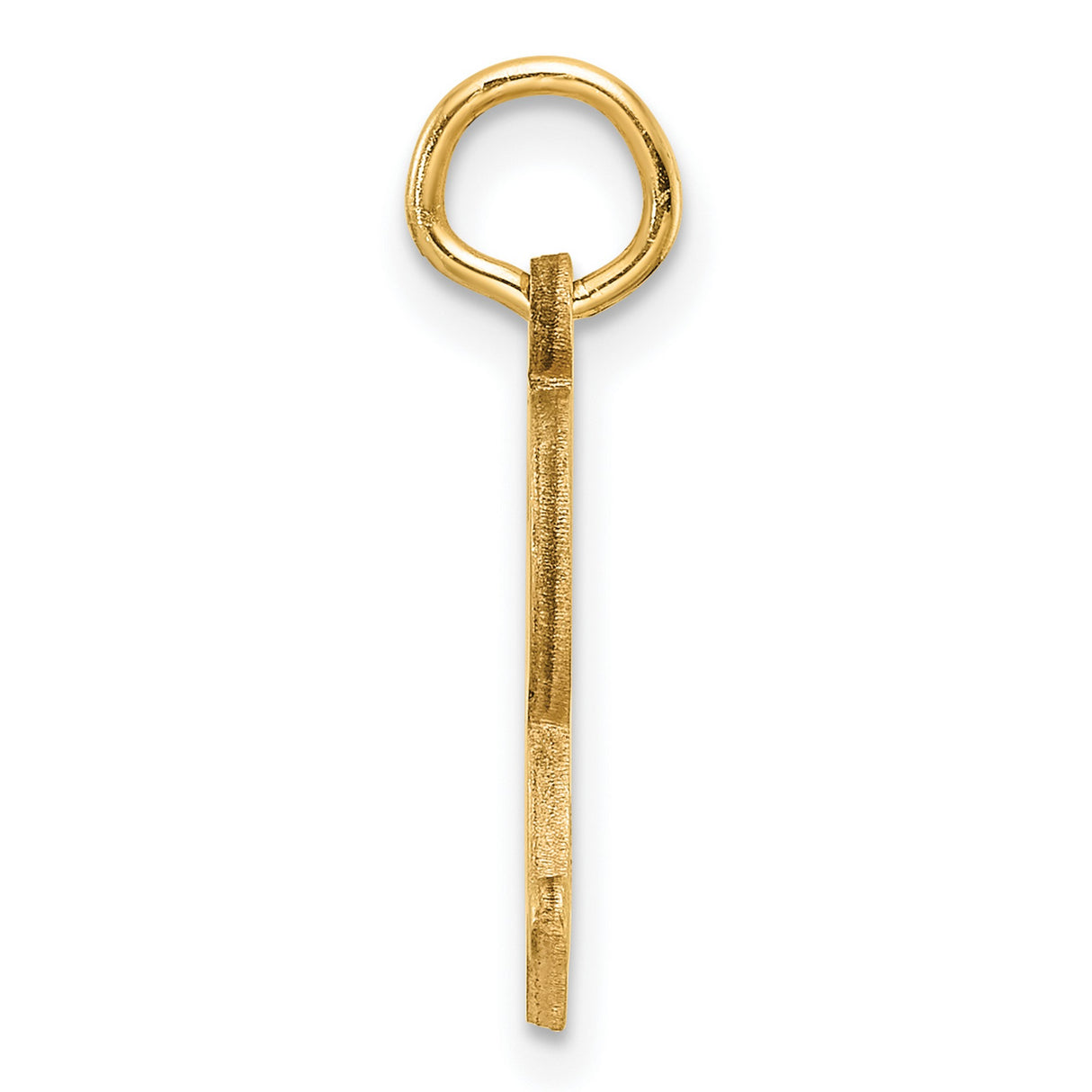 14k Yellow Gold Script Letter R Pendant with Satin Finish and Diamond-Cut Details