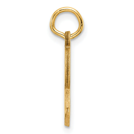 14k Yellow Gold Script Letter R Pendant with Satin Finish and Diamond-Cut Details