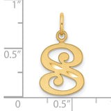 14k Yellow Gold Script Letter G Pendant, Polished and Satin Alphabet Charm for Women