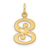 14k Yellow Gold Script Letter G Pendant, Polished and Satin Alphabet Charm for Women