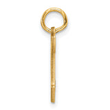 14k Yellow Gold Script Initial T Pendant, Polished and Brushed Finish, Diamond-Cut Detailing