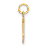 14k Yellow Gold V Initial Pendant, Script Letter Charm with Textured Diagonal Design