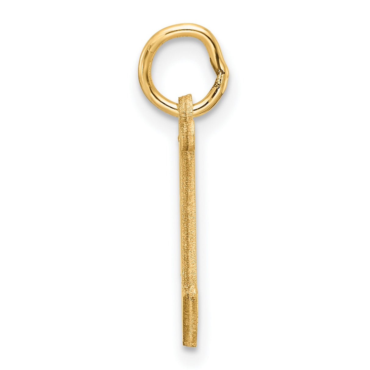 14k Yellow Gold W Pendant, Diamond Cut Serif Initial Charm with Polished Accents