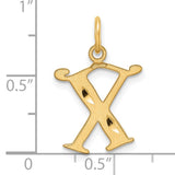14k Yellow Gold X Pendant, Brushed and Polished Initial Charm for Women or Unisex Wear