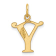 Diamond-cut Letter Y Initial Charm Pendant in Real 14k Yellow Gold