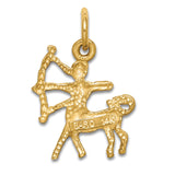 Satin Finish Centaur Archer Sagittarius Zodiac Sign Charm Pendant in Real 14k Yellow Gold