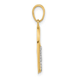 Diamond-Cut Cross in Heart Charm Pendant in Real 14k Multi-Tone Gold
