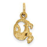 Satin Finish Capricorn Goat Zodiac Sign Charm Pendant in Real 14k Yellow Gold