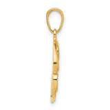 14k Multi-Tone Gold Mom Pendant with Diamond Cut Script and Textured Design for Women