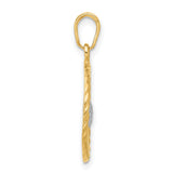 14k Two-Tone Gold Pendant with Double M Letters and Diamond-Cut Rhodium Heart Accent