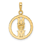 14k Two-Tone Gold Pendant with Double M Letters and Diamond-Cut Rhodium Heart Accent