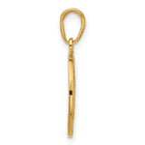 14k Multi-Tone Gold Round Pendant with Cutout MOM Heart Design for Women