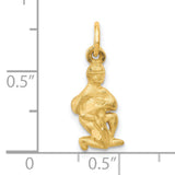 Satin Finish Water Bearer Aquarius Zodiac Sign Charm Pendant in Real 14k Yellow Gold