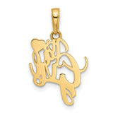 14k Yellow Gold and Rhodium Pendant with White Heart Accent, Its a Girl Script Charm