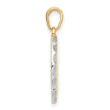 14k Multi-Tone Gold Heart Pendant with Rhodium Accent, Baby Girl Footprint Charm