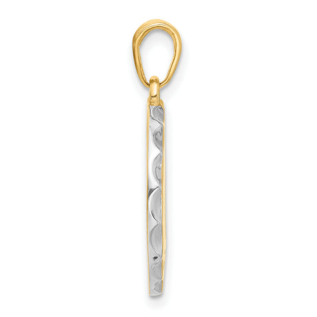 14k Multi-Tone Gold Heart Pendant with Rhodium Accent, Baby Girl Footprint Charm