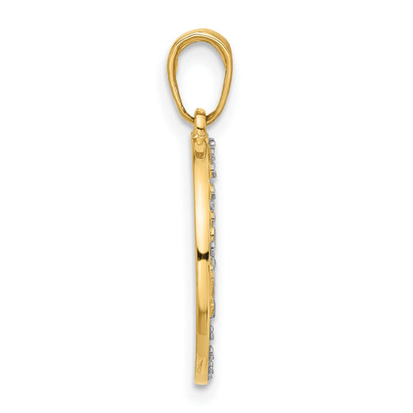 14k Multi-Tone Gold Its a Boy Pendant with Diamond-Cut Border and Rhodium Accent