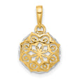 14k Multi-Tone Gold Mandala Pendant, Intricate Filigree Circle with Floral Design