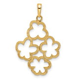 14k Multi-Tone Gold Flower Cluster Pendant, Open Floral Design with Rhodium Accents for Women
