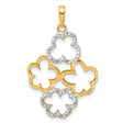 14k Multi-Tone Gold Flower Cluster Pendant, Open Floral Design with Rhodium Accents for Women