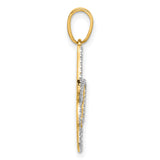 14k Two-Tone Gold Butterfly Pendant with Openwork Wings and Diamond-Cut Edges