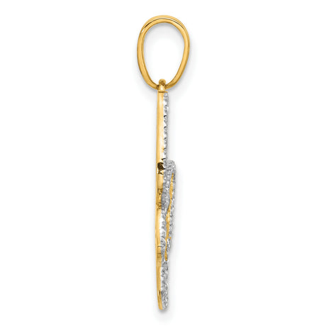 14k Two-Tone Gold Butterfly Pendant with Openwork Wings and Diamond-Cut Edges