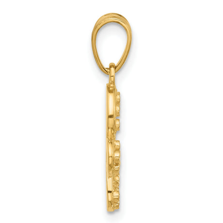 14k Multi-Tone Gold Butterfly Pendant with Openwork and Diamond-Cut Accents for Women