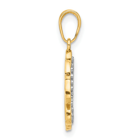14k Multi-Tone Gold Four-Leaf Clover Pendant with Rhodium Accents, Irish Heritage Charm for Women