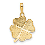 14k Multi-Tone Gold Four-Leaf Clover Pendant with Rhodium Accents, Irish Heritage Charm for Women