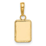 14k Yellow Gold and Rhodium Pendant with Sunburst Design, Rectangular Mixed Metal Charm