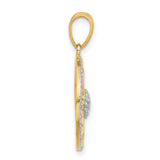 14k Two-Tone Gold Sunburst Pendant, Textured Circle Medallion, Celestial Boho Style for Women