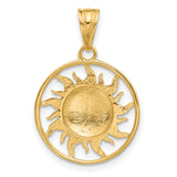 14k Two-Tone Gold Sun and Moon Pendant with Diamond-Cut Celestial Design