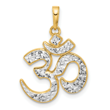14k Multi-Tone Gold Om Pendant, Hindu Sacred Symbol, Meditation and Yoga Charm