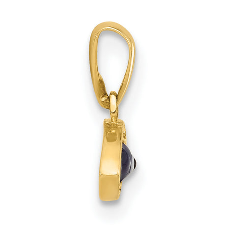 14k Yellow Gold Evil Eye Pendant with Blue Enamel Center and Cubic Zirconia
