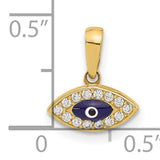 14k Yellow Gold Evil Eye Pendant with Blue Enamel Center and Cubic Zirconia