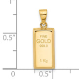 Polished Gold Bar Charm Pendant in Real 14k Yellow Gold