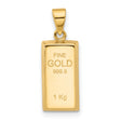 Polished Gold Bar Charm Pendant in Real 14k Yellow Gold
