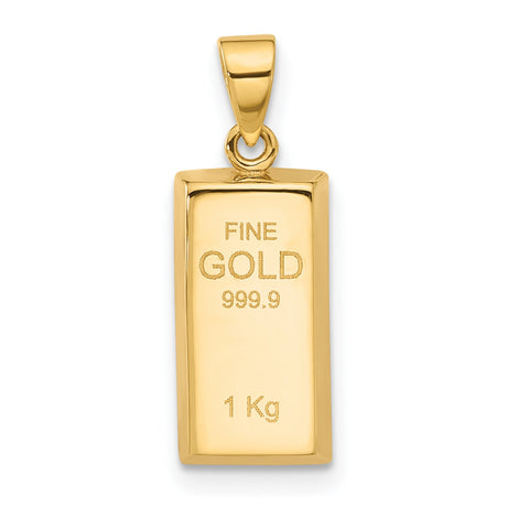 Polished Gold Bar Charm Pendant in Real 14k Yellow Gold