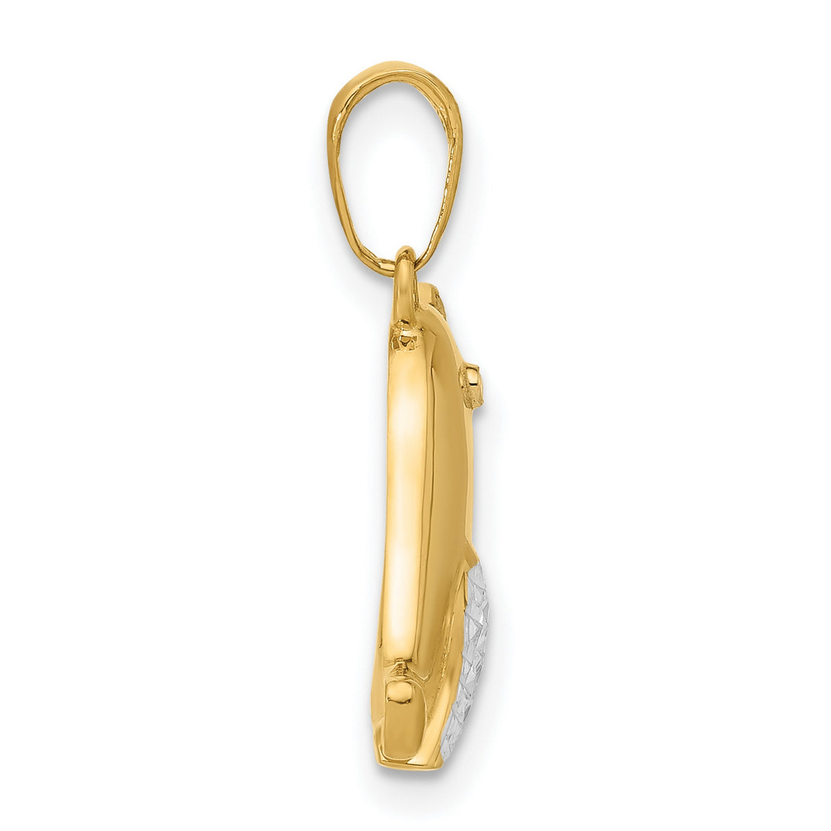 14k Multi-Tone Gold Bird Pendant with Rhodium Accents, Diamond Cut, Spiritual Animal Charm