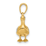 14k Two-Tone Gold Duck Pendant with Diamond-Cut Detailing, Animal Nature Jewelry Charm
