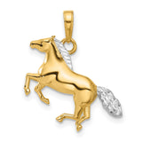 14k Multi-Tone Gold Horse Pendant with Rearing Stallion Design