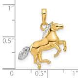 14k Multi-Tone Gold Horse Pendant with Rearing Stallion Design