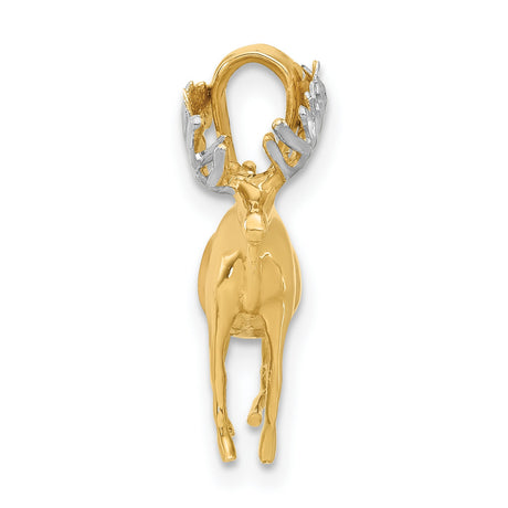 14k Multi-Tone Gold Moose Pendant, Rustic Wilderness Animal Charm for Men or Unisex Wear