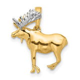 14k Multi-Tone Gold Moose Pendant, Rustic Wilderness Animal Charm for Men or Unisex Wear