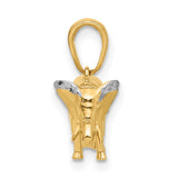 14k Multi-Tone Gold Elephant Pendant with Rhodium Accents, Symbol of Strength and Wisdom