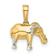 14k Multi-Tone Gold Elephant Pendant with Rhodium Accents, Symbol of Strength and Wisdom