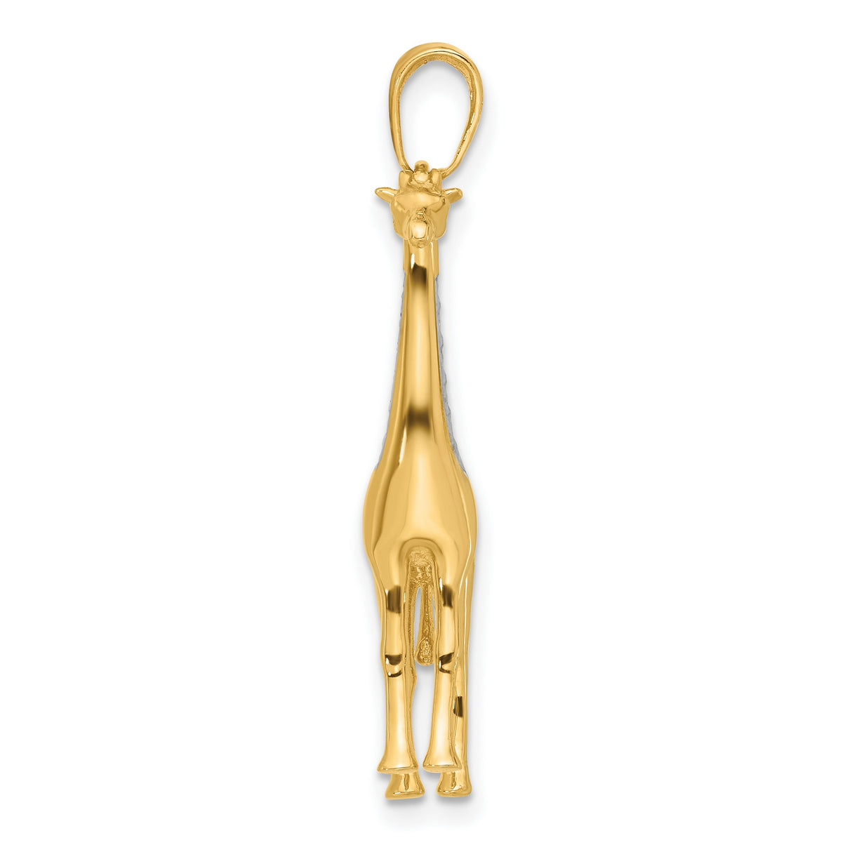 14k Yellow Gold and Rhodium Giraffe Pendant, Diamond-Cut Animal Charm, Safari Wildlife Theme